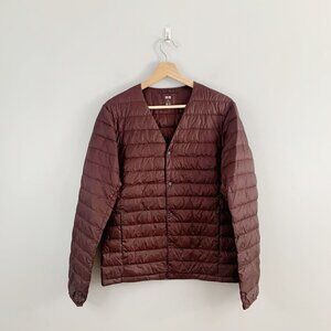 Uniqlo Women's Quilted Puffer Jacket Red Coat Lightweight Goose Down Water XS